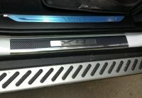 Накладки на внутренние пороги с надписью, нерж. сталь+карбон, 4 шт. Alu-Frost 29-1516 для BMW X5