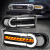 Toyota FJ Cruiser (07-14) черные светодиодные динамические поворотники с ДХО, комплект 2 шт.
